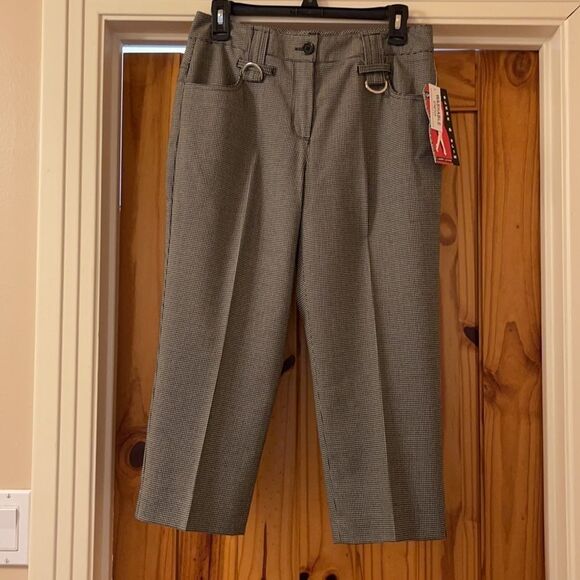 NWT Larry Levine Black & White Hounds Tooth Capris - Picture 1 of 11